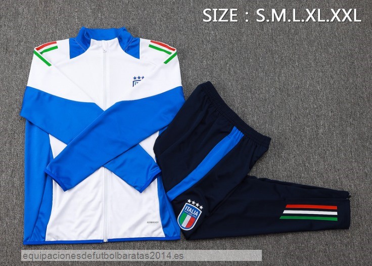 Nuevo Conjunto Completo Ropa Deportiva Con Cremallera Larga Italia 2024 Blanco Azul Marino Baratas